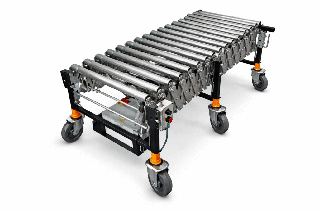 Metal roller conveyor on wheels